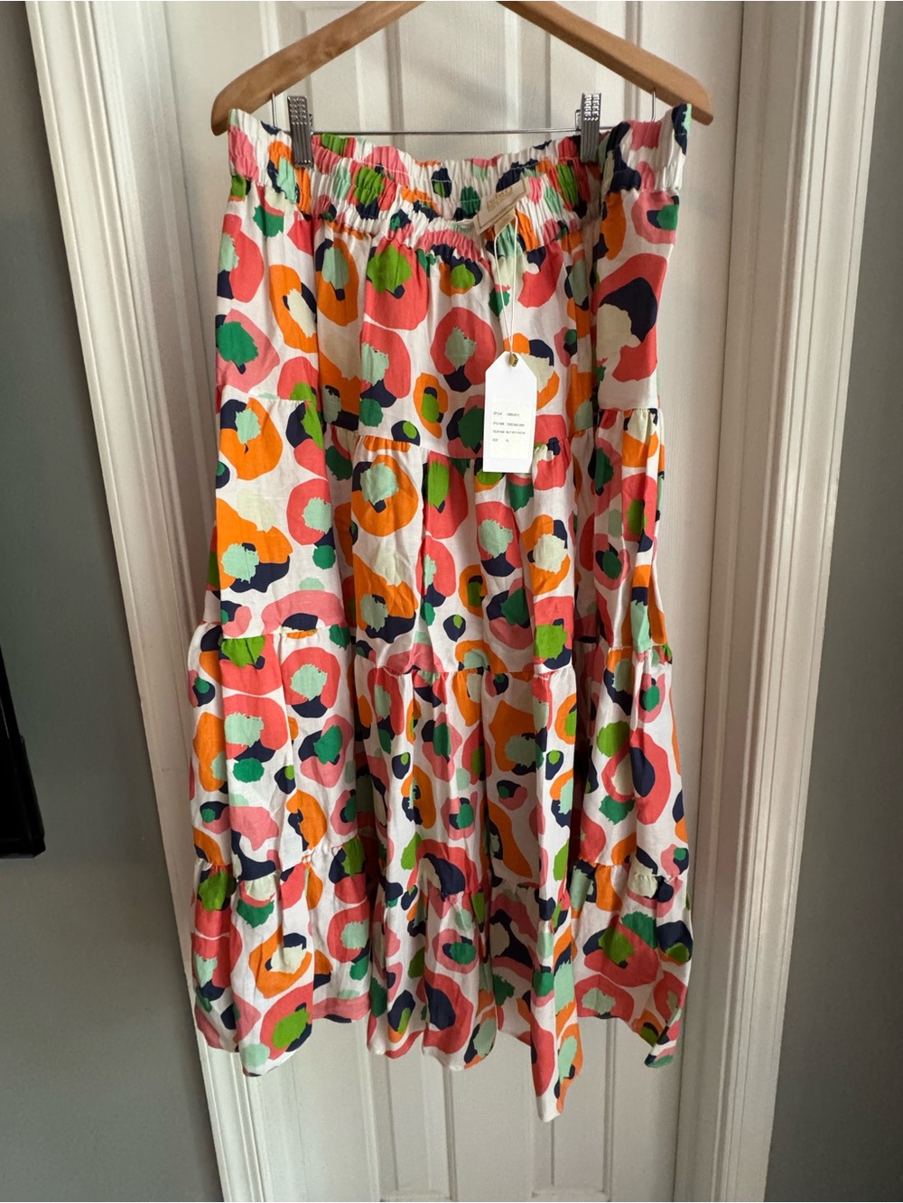 Emily McCarthy Multicolor Cheetah Print Tiered Linen Skirt XL NWT